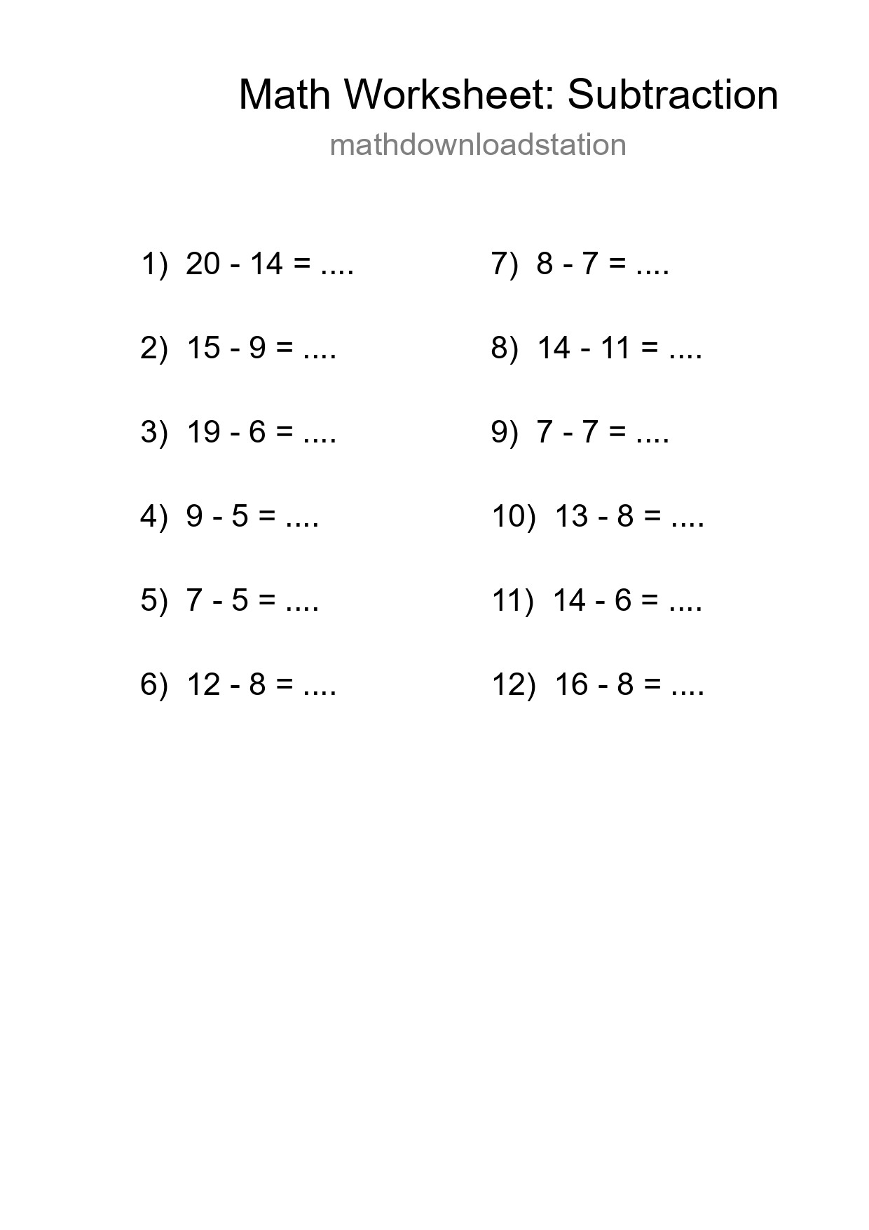 Free 12 Subtraction Math Worksheet For Grade 2 With Answers - Part 85