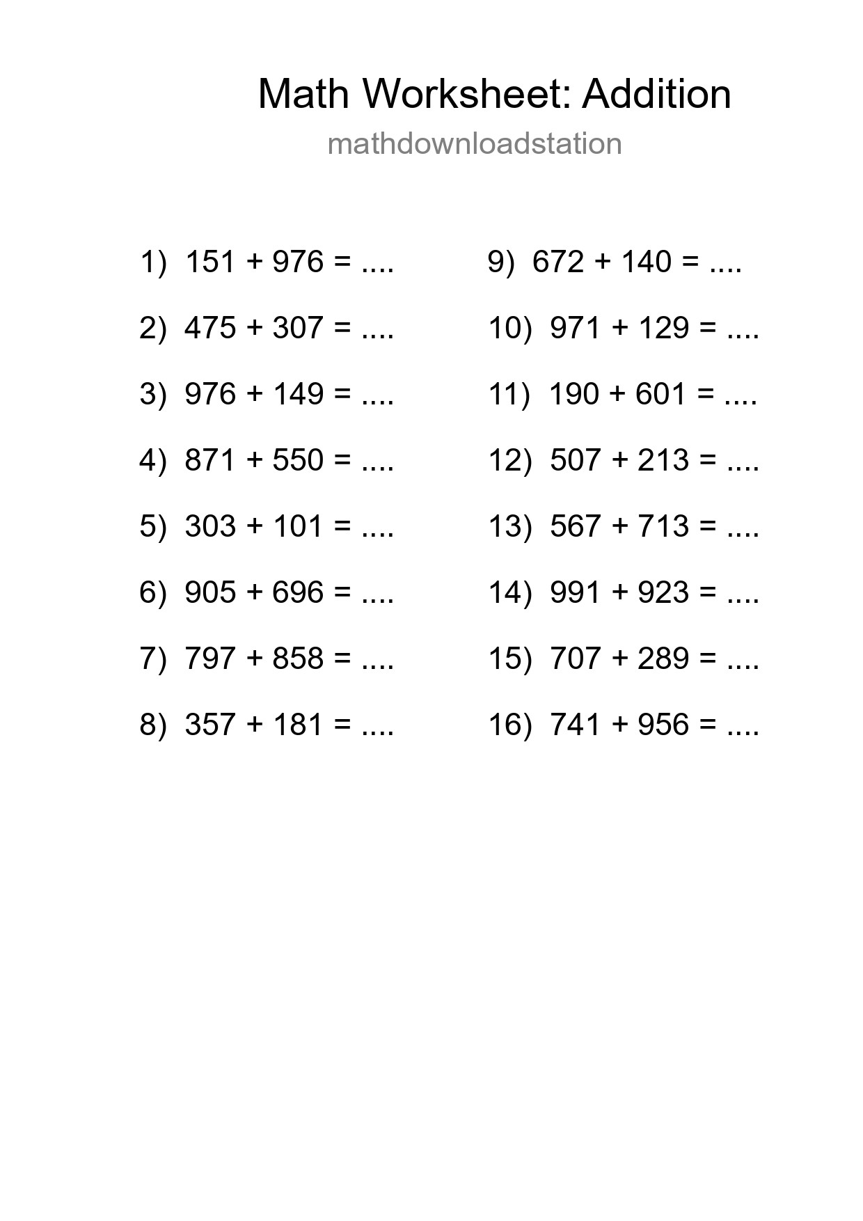 Free 16 Addition Math Worksheet For Grade 5 - Part 56