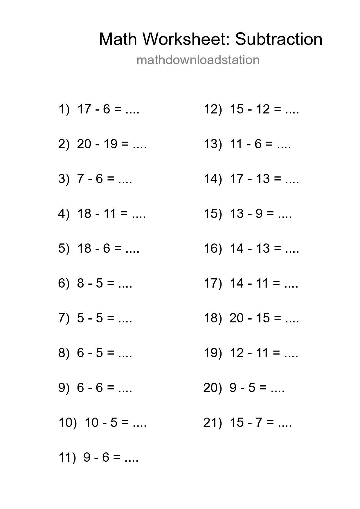 Free 21 Subtraction Math Worksheet For Grade 2 With Answers - Part 52