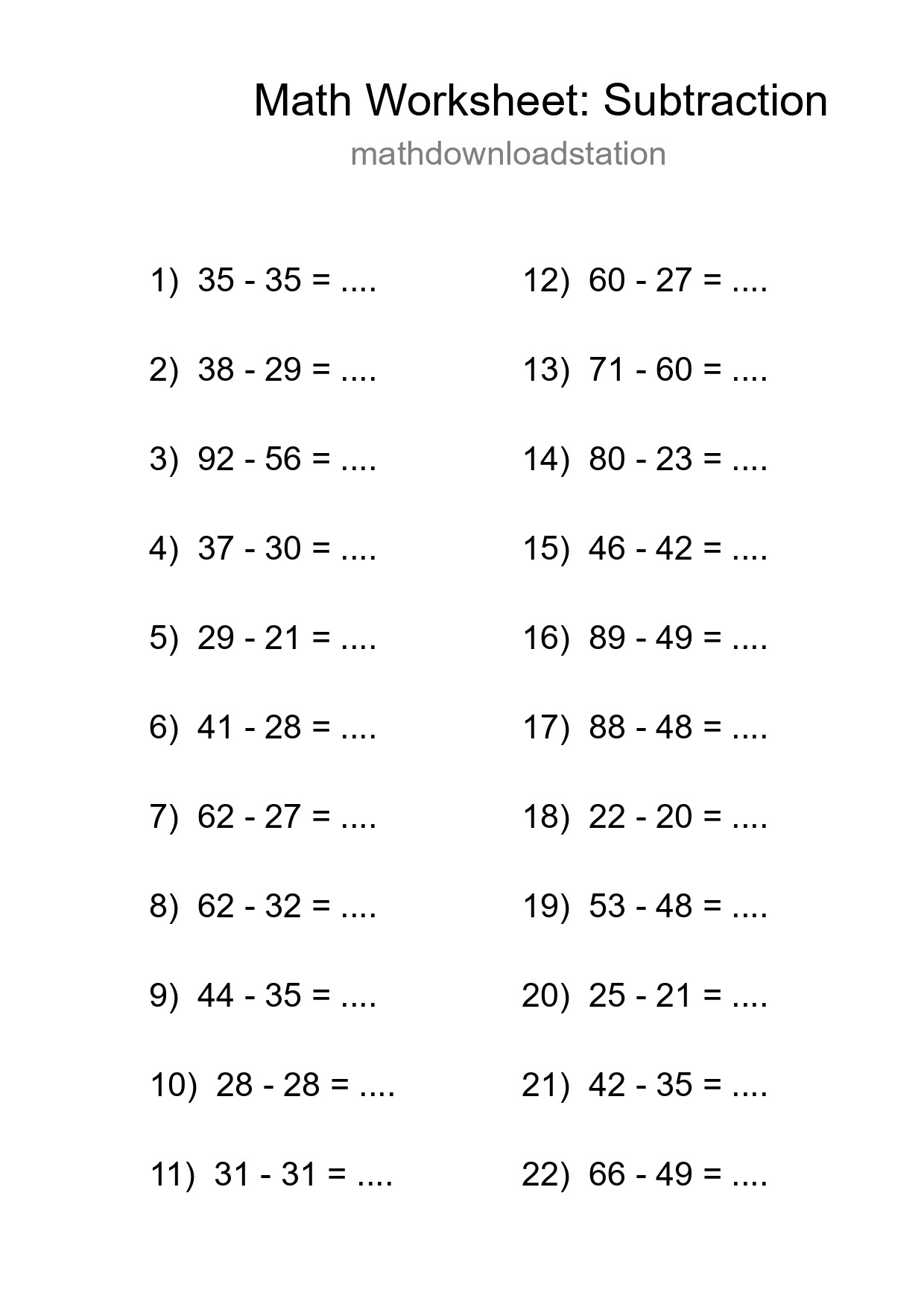Free 22 Subtraction Math Worksheet For Grade 3 With Answers - Part 30