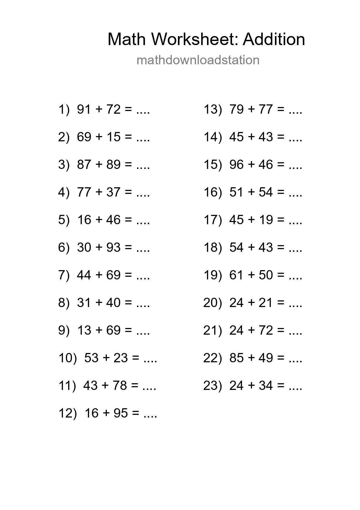 Free 23 Addition Math Worksheet For Grade 3 - Part 144