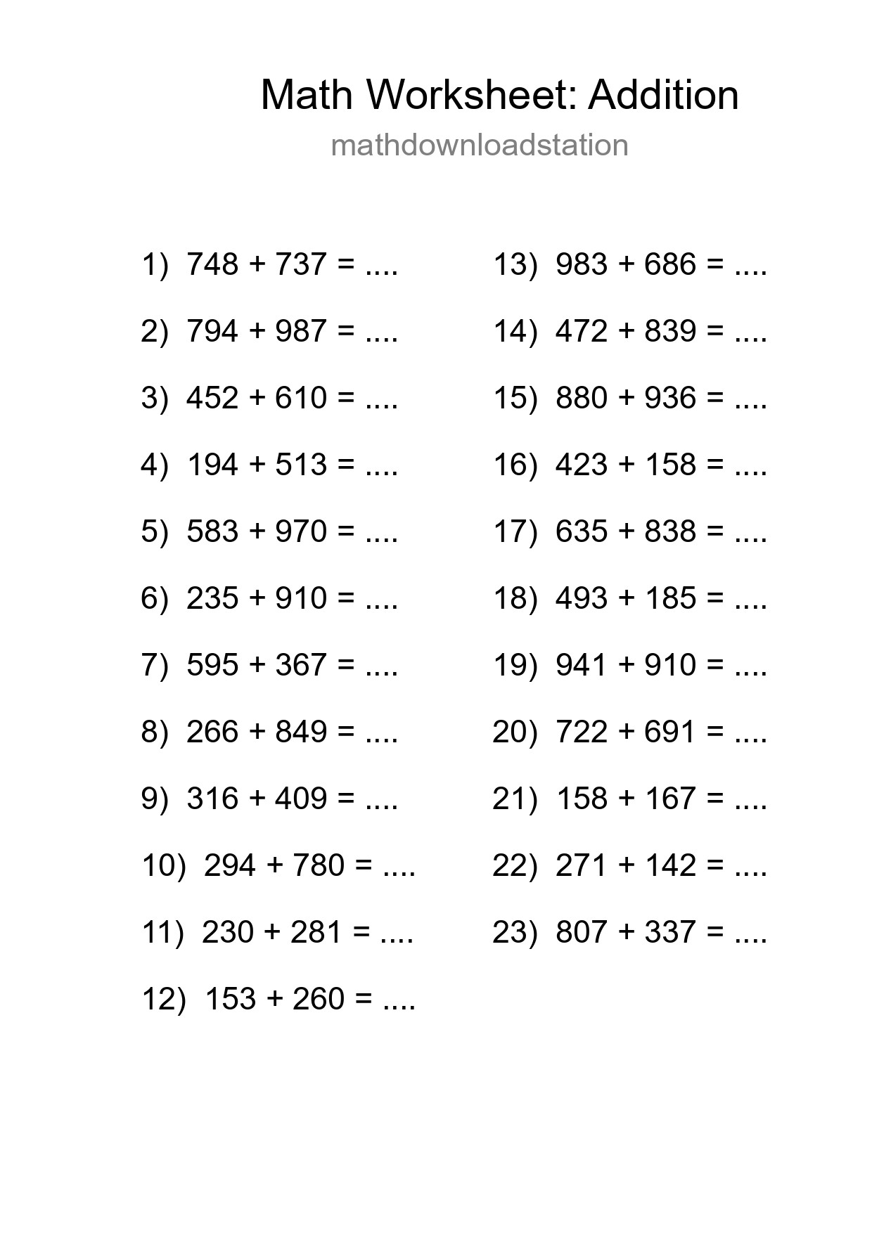 Free 23 Addition Math Worksheet For Grade 5 With Answers - Part 177