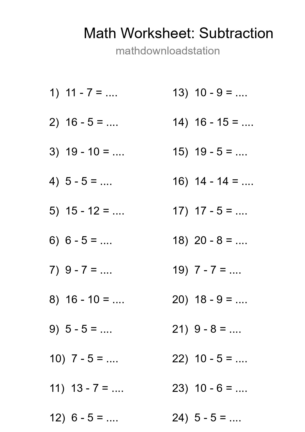 Free 24 Subtraction Math Worksheet For Grade 2 With Answers - Part 162
