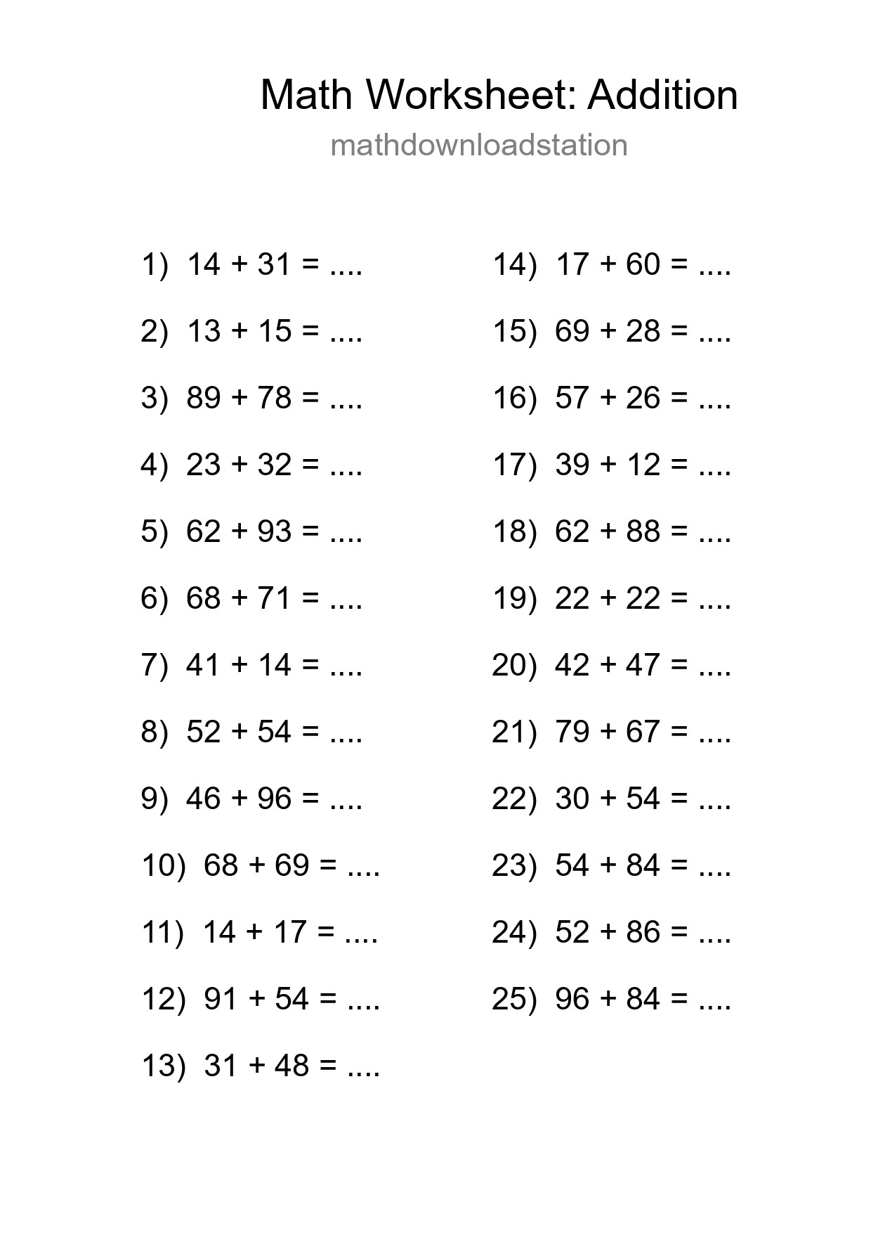 Free 25 Addition Math Worksheet For Grade 3 With Answers - Part 298