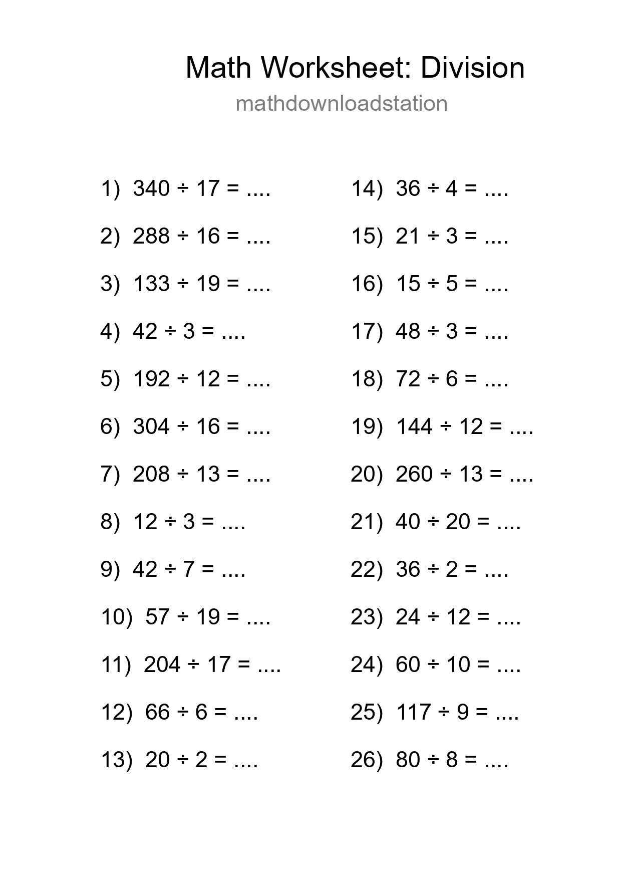 Free 26 Division Math Worksheet For Grade 2 - Part 279