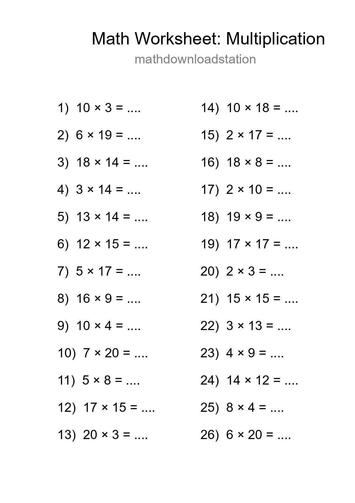 Free 26 Multiplication Math Worksheet For Grade 2 With Answers - Part 161