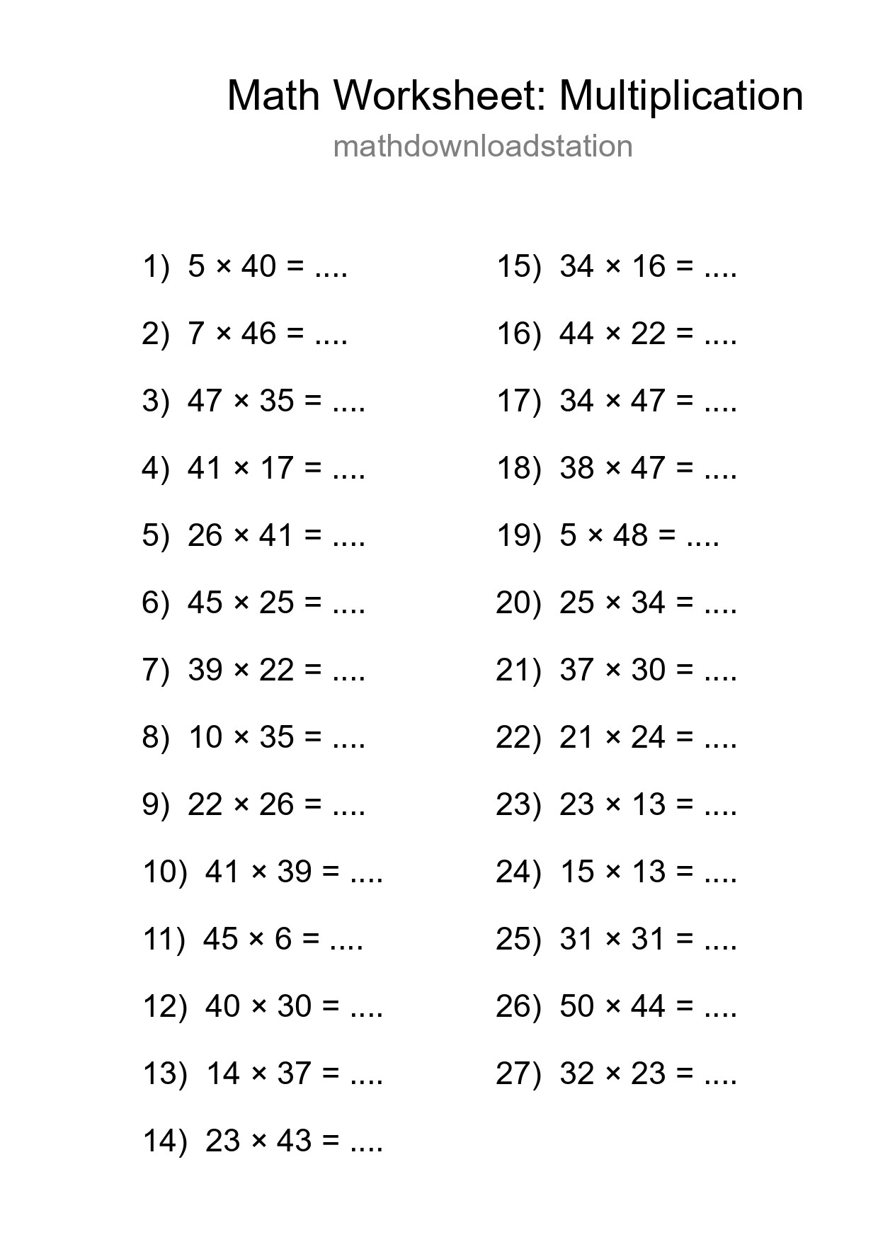 Free 27 Multiplication Math Worksheet For Grade 2 With Answers - Part 282