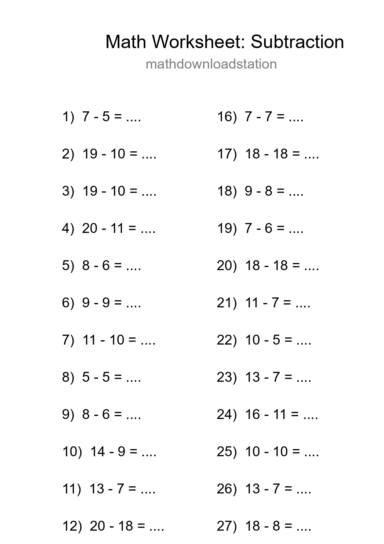 Free 29 Subtraction Math Worksheet For Grade 2 - Part 107