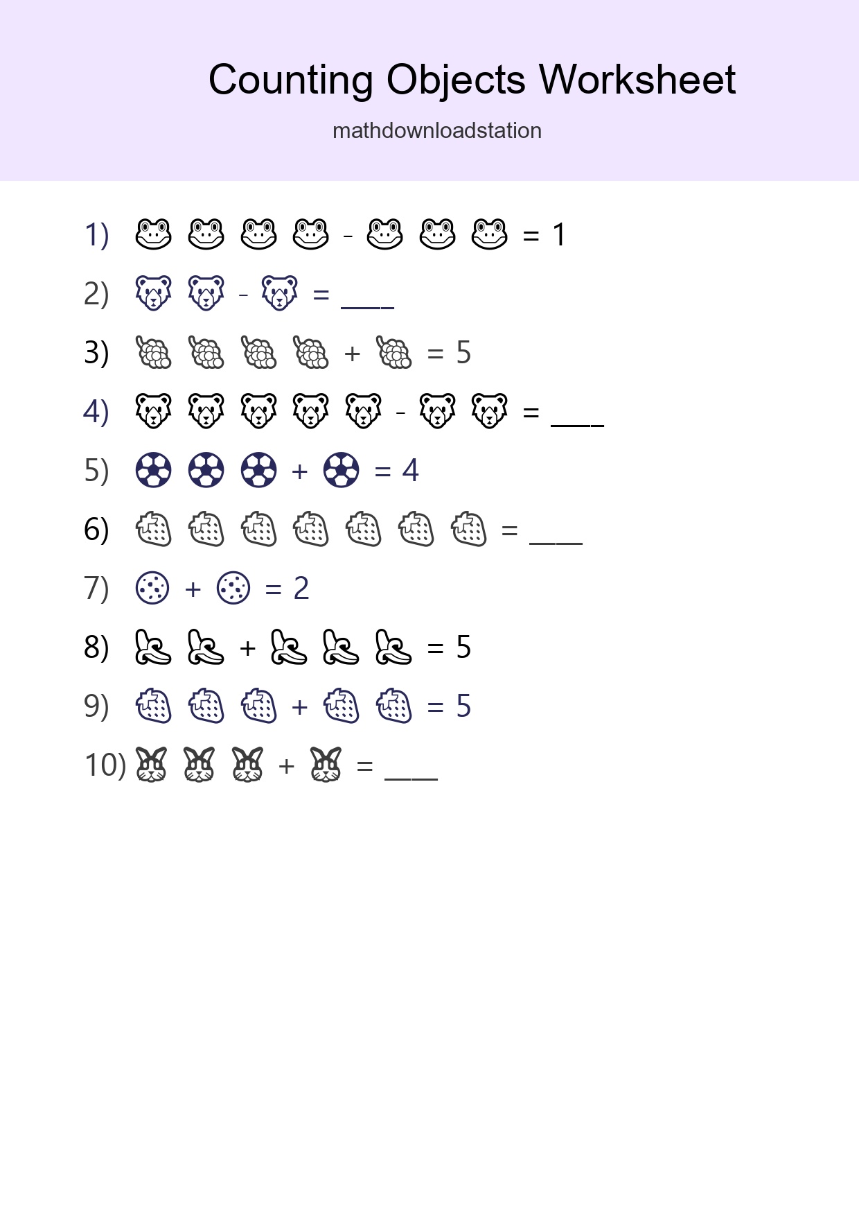 Free Counting Objects Worksheet For Kindergarten - Part 234
