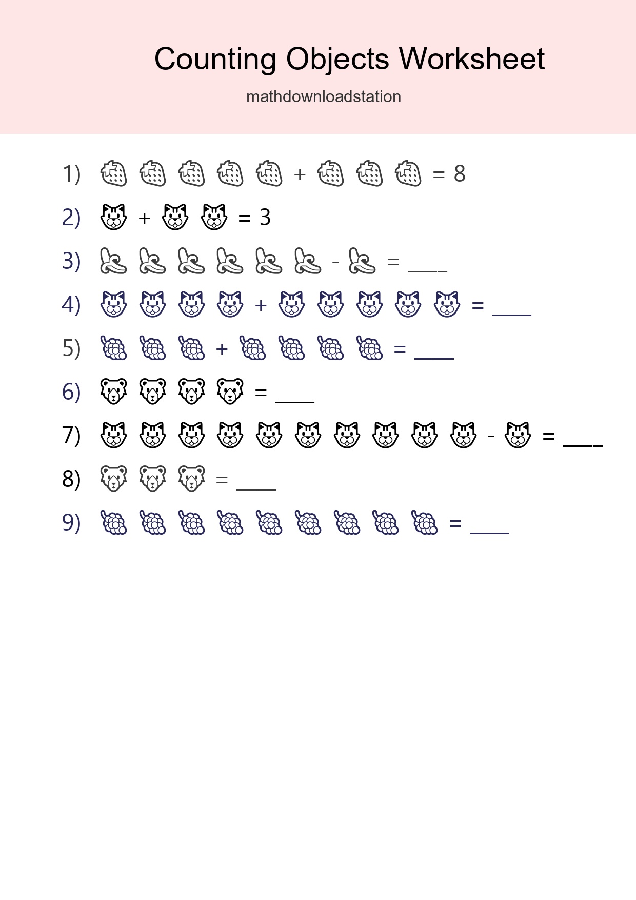 Free Counting Objects Worksheet For Kindergarten Printable - Part 190