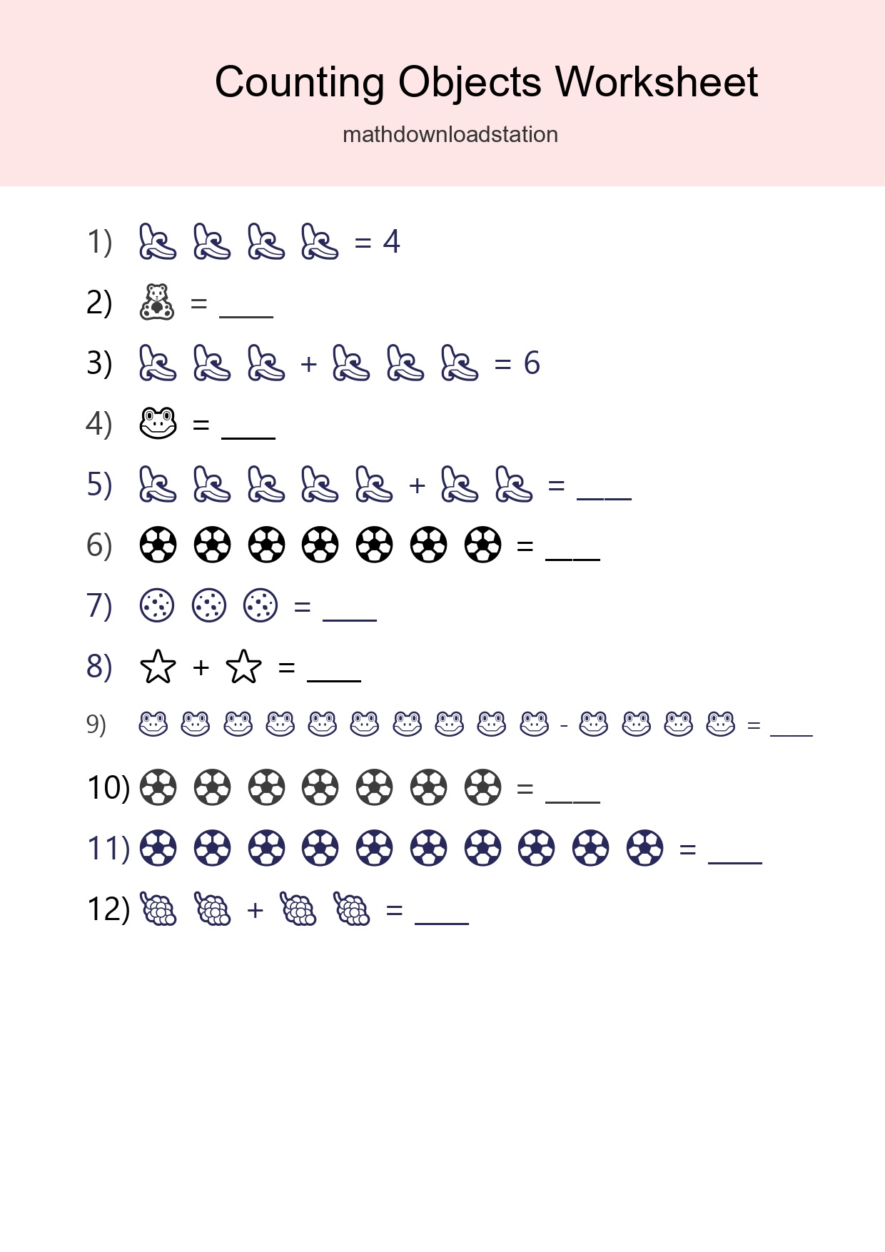 Free Counting Objects Worksheet For Kindergarten Printable - Part 3