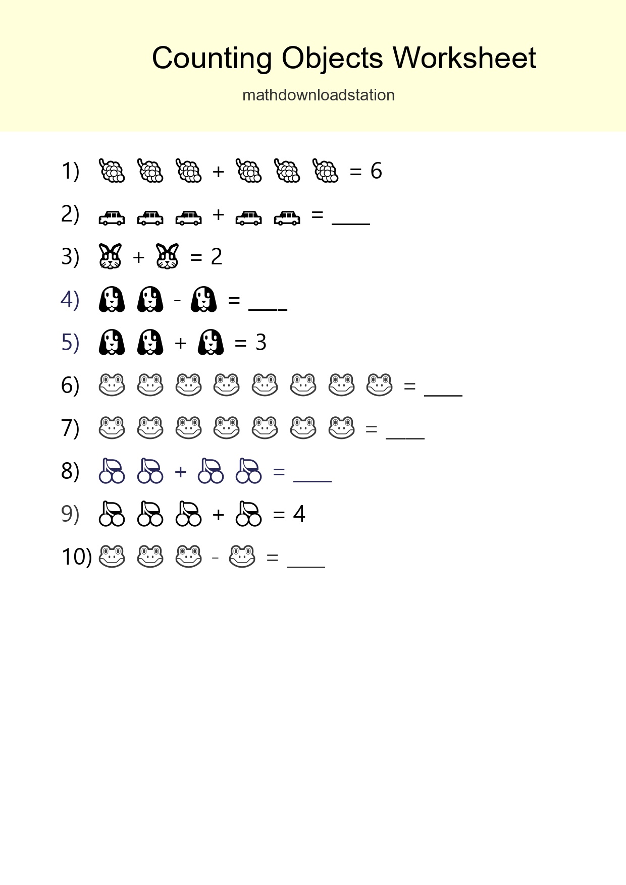 Free Counting Objects Worksheet For Kindergarten Printable - Part 300