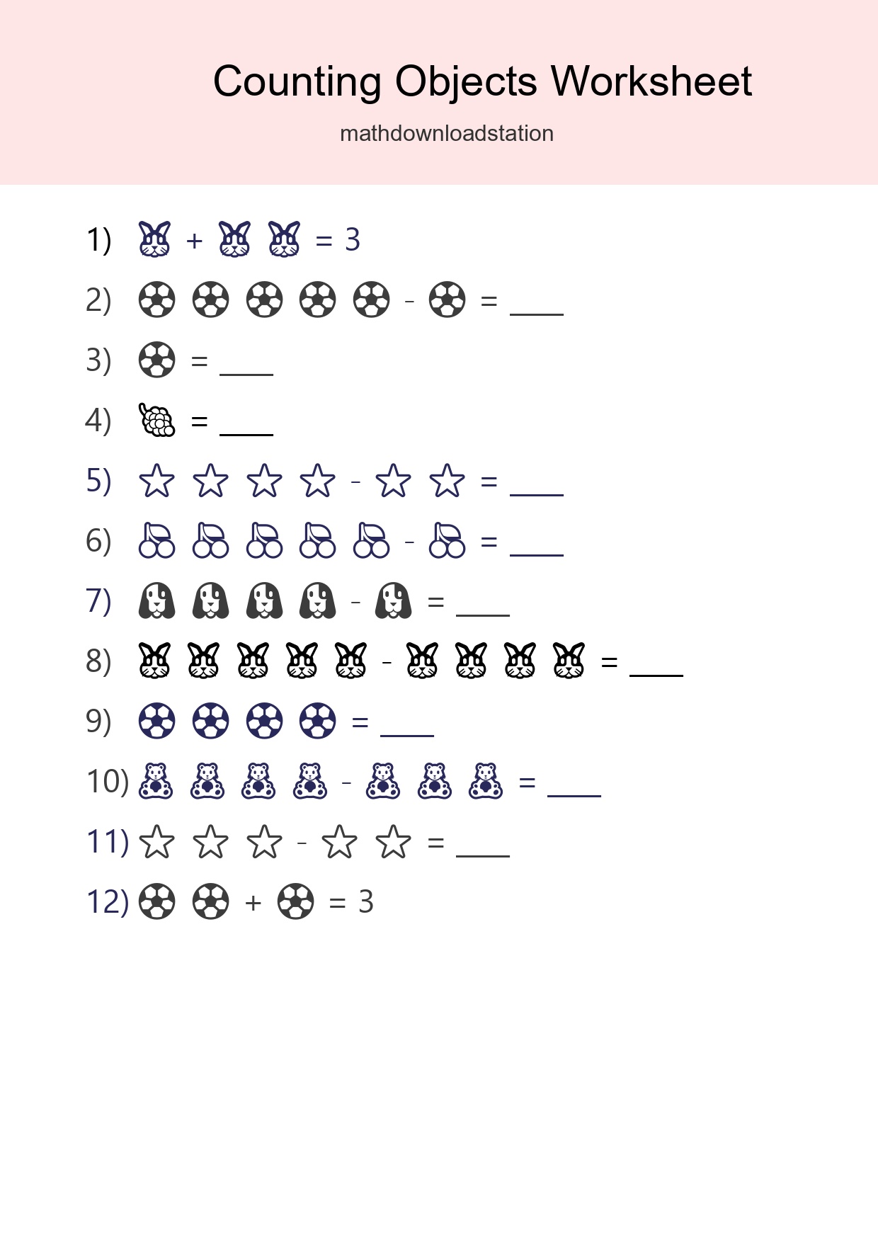 Free Counting Objects Worksheet For Pre-K - Part 135
