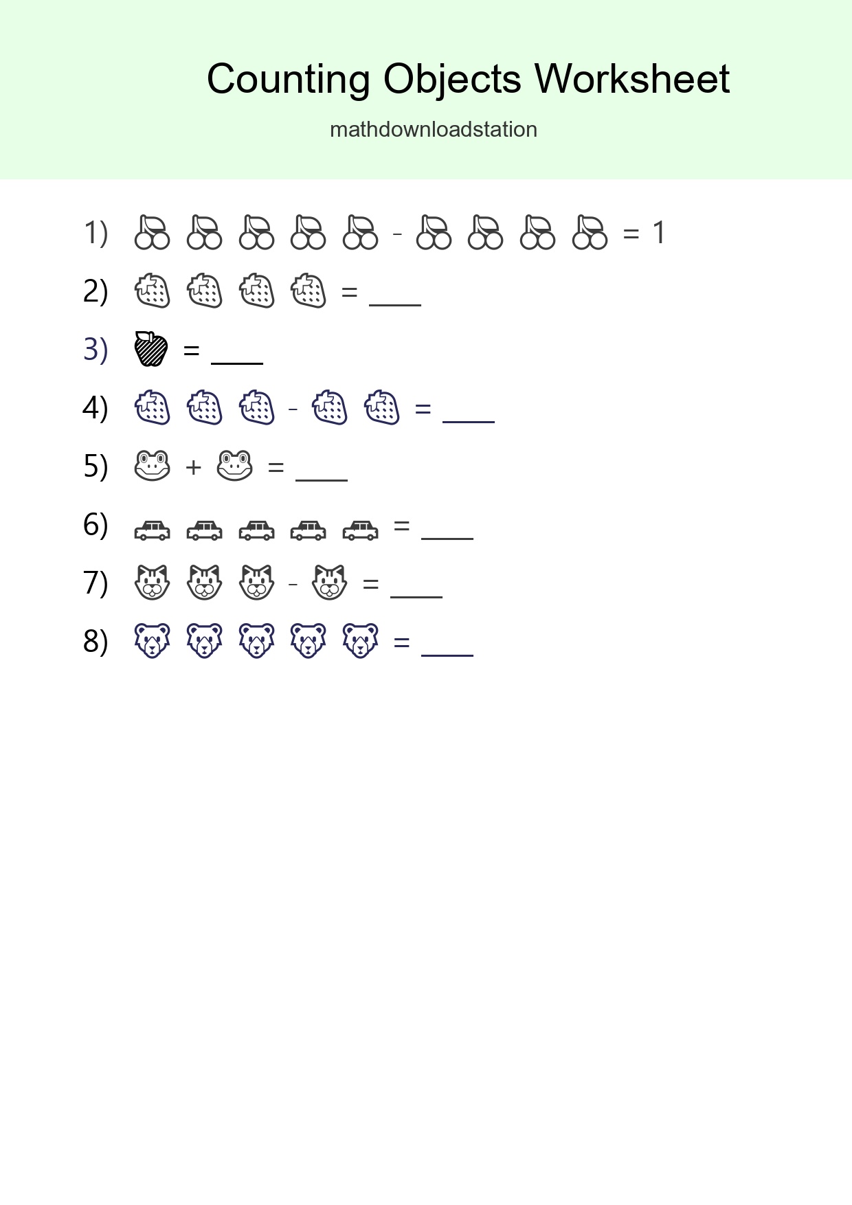 Free Counting Objects Worksheet For Pre-K - Part 267
