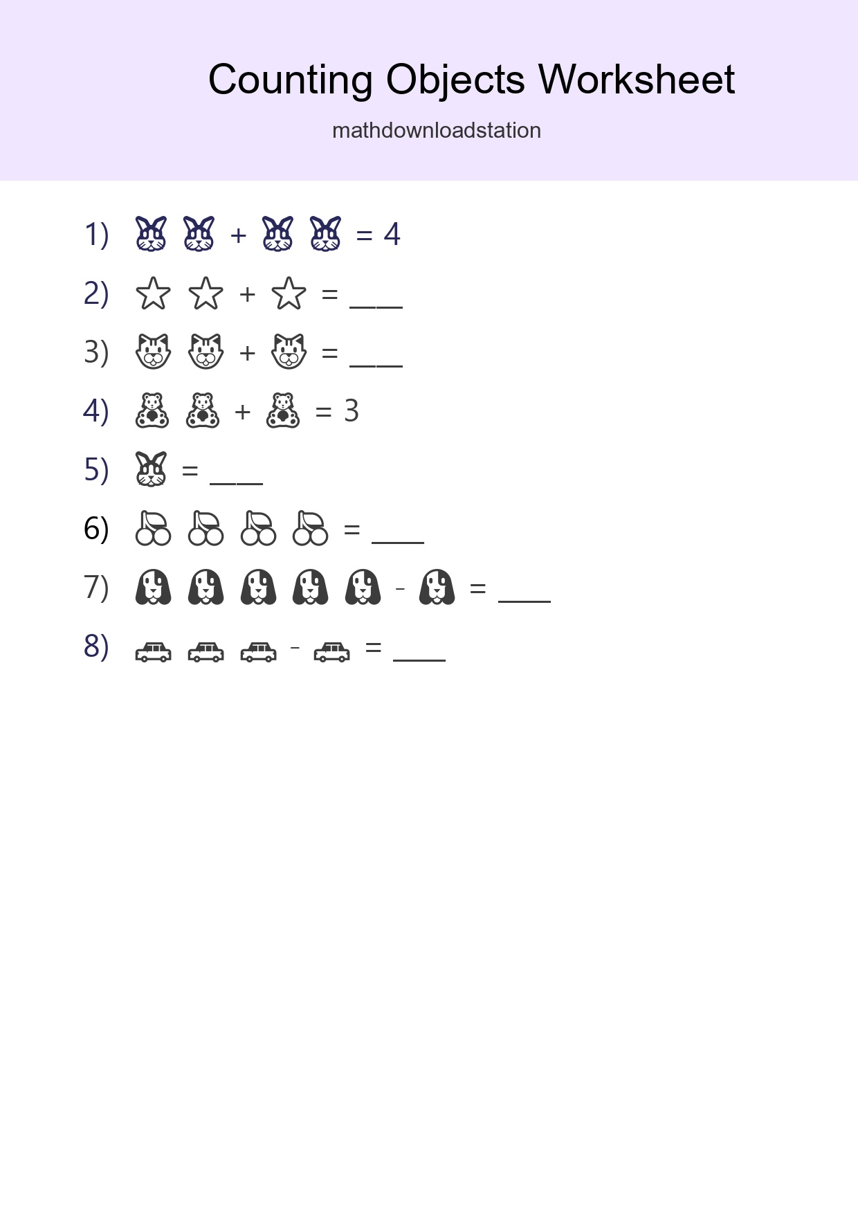 Free Counting Objects Worksheet For Pre-K Printable - Part 113