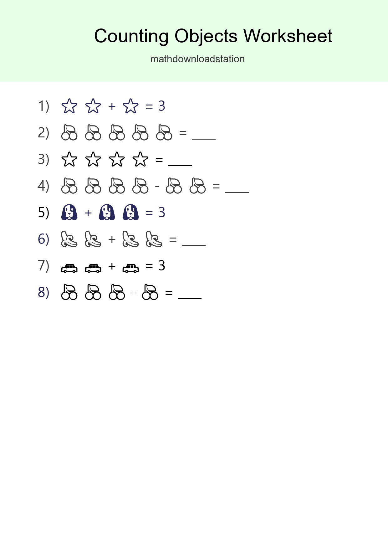 Free Counting Objects Worksheet For Pre-K Printable - Part 201