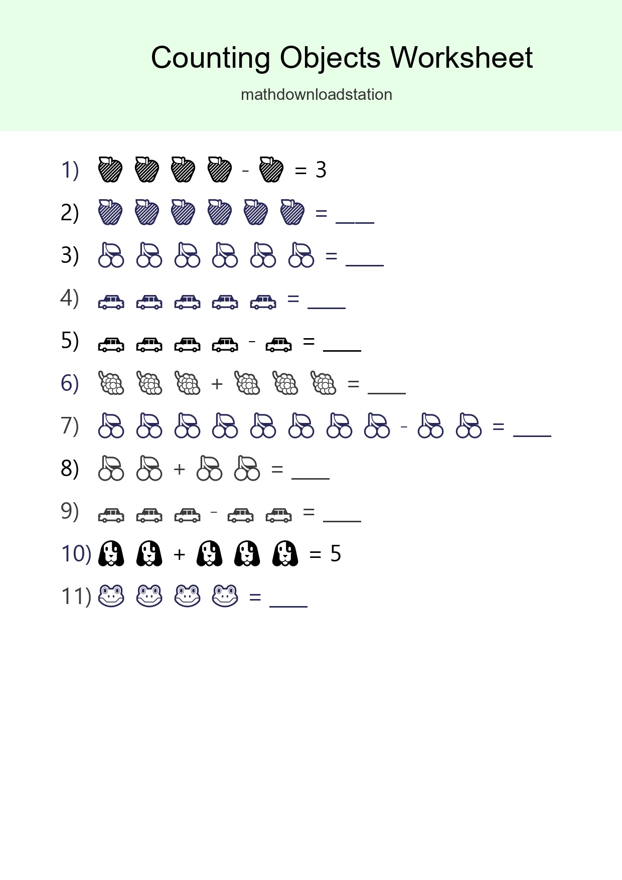 Kindergarten Count The Objects Worksheet - Part 179