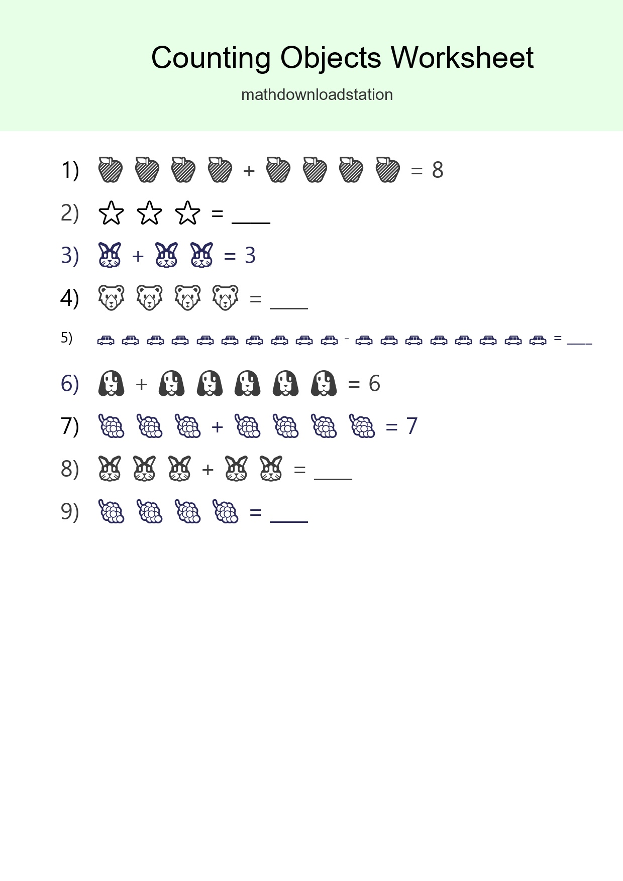 Kindergarten Count The Objects Worksheet - Part 91
