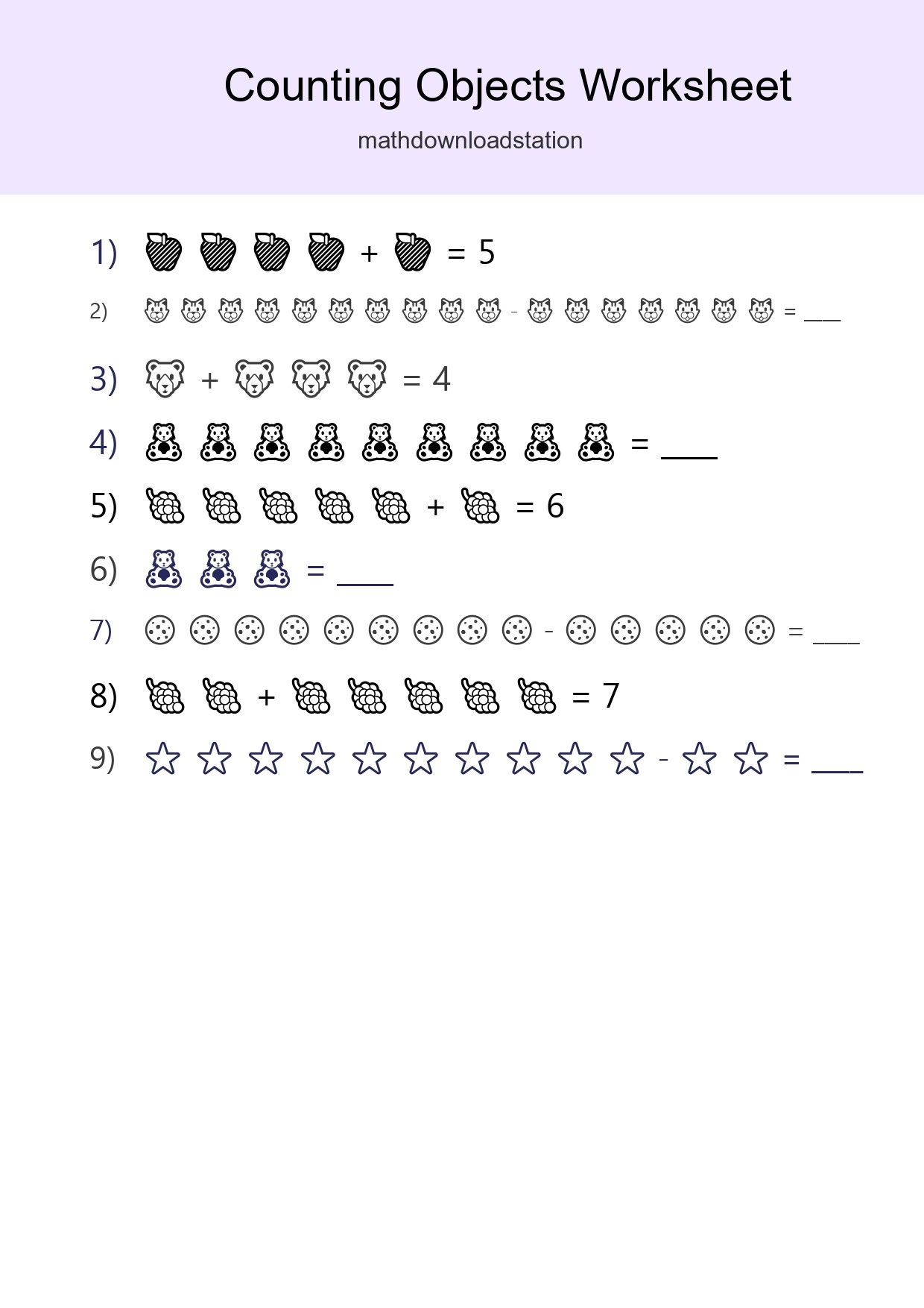 Learn Counting With Pictures Worksheet (Kindergarten) - Part 14