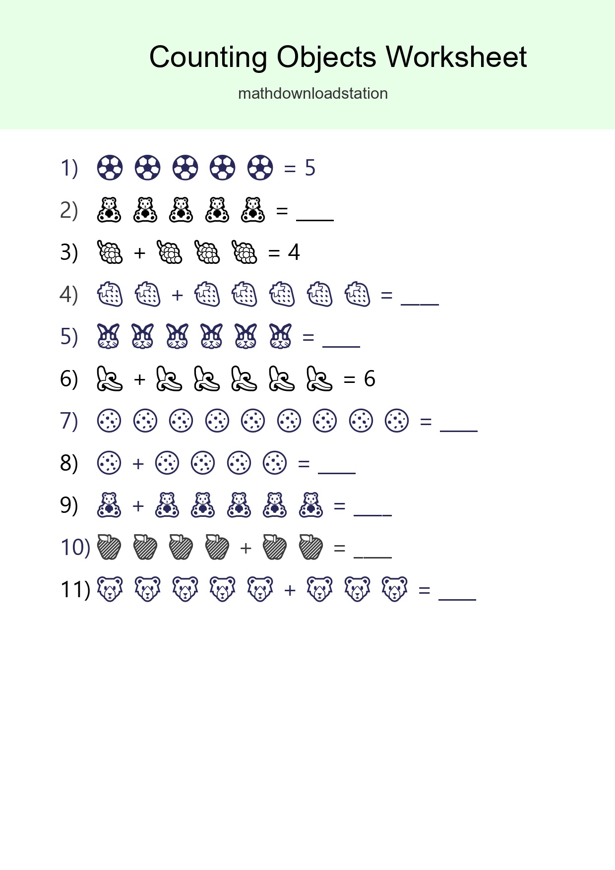 Learn Counting With Pictures Worksheet (Kindergarten) - Part 256