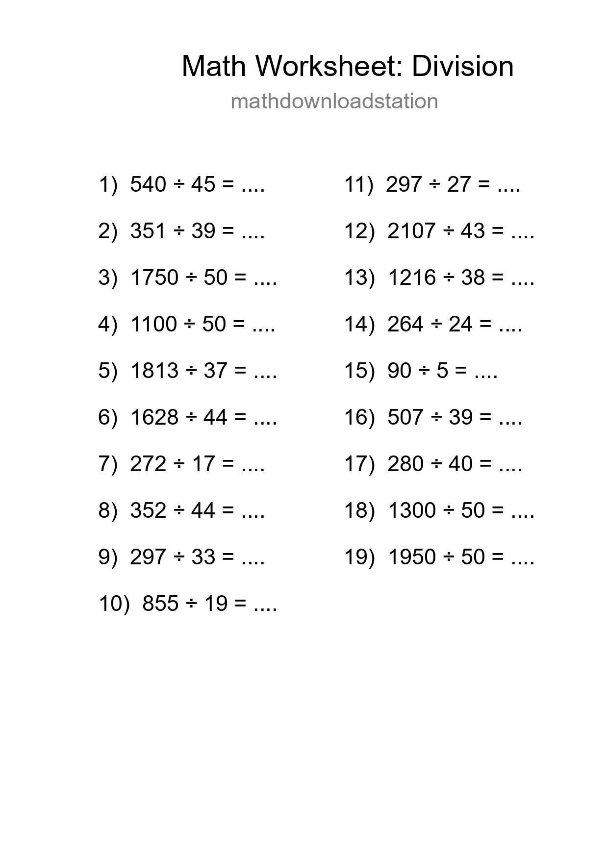 Printable Free 19 Division Math Worksheet For Grade 2 - Part 246
